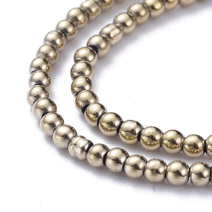 2mm Beads - Gold Spacer Beads - Chinese Glass Beads - Electroplated Beads - Micro Spacers - 14" Strand (571)