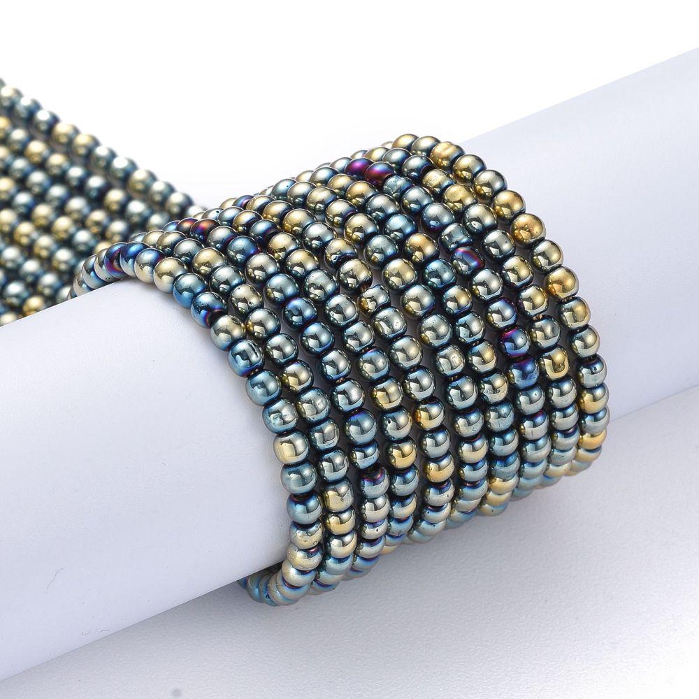 2mm Beads - Spacer Beads - Chinese Glass Beads - Electroplated Beads - Micro Spacers - 14" Strand (2202)