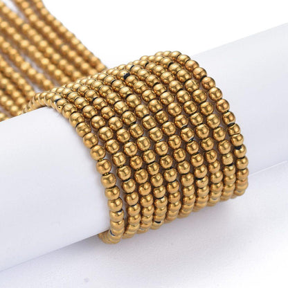 2mm Beads - Gold Spacer Beads - Chinese Glass Beads - Electroplated Beads - Micro Spacers - 14" Strand (1574)
