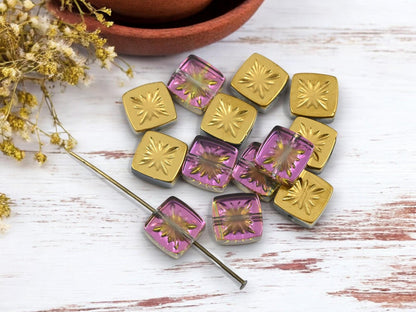Chinese Glass Beads - Electroplated Beads - Square Beads - 11mm - 20pc - (6144)