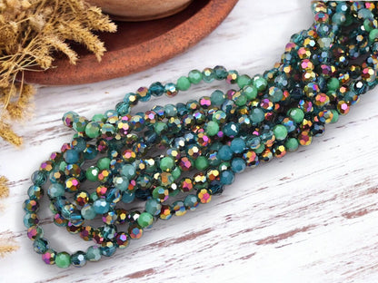 Glass Bead Strands - Fire Polished Beads - Chinese Crystal - Faceted Beads - Electroplated Glass - 20" Strand - (B553)