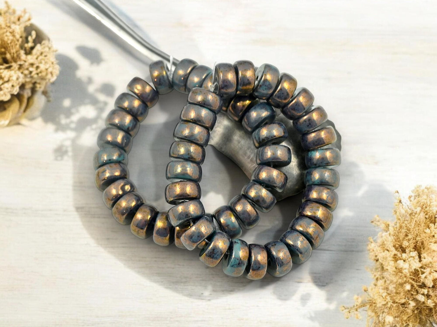 Czech Glass Beads - Heishi Beads - Spacer Beads - Picasso Beads - Rondelle Beads - 8x4mm - 25pcs - (3944)