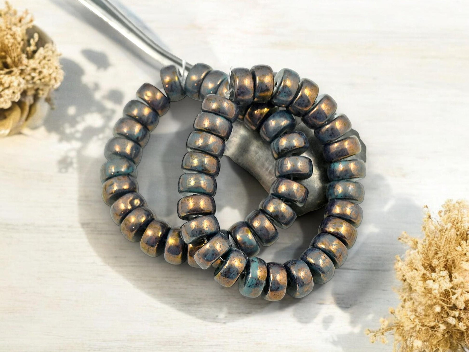 Czech Glass Beads - Heishi Beads - Spacer Beads - Picasso Beads - Rondelle Beads - 8x4mm - 25pcs - (3944)
