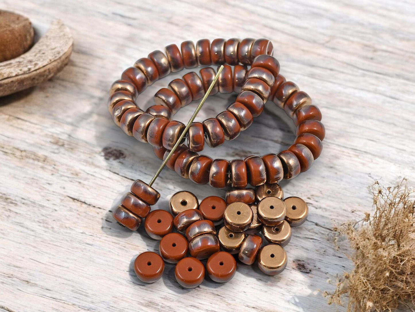 Czech Glass Beads - Heishi Beads - Spacer Beads - Picasso Beads - Rondelle Beads - 8x4mm - 25pcs - (3463)