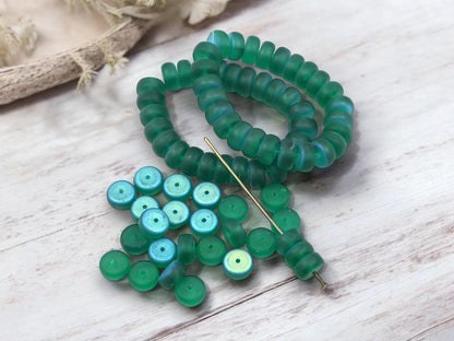 Heishi Beads - Rondelle Beads - Czech Glass Beads - Spacer Beads - Picasso Beads - 8x4mm - 25pcs - (3721)