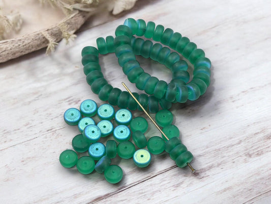 Heishi Beads - Rondelle Beads - Czech Glass Beads - Spacer Beads - Picasso Beads - 8x4mm - 25pcs - (3721)