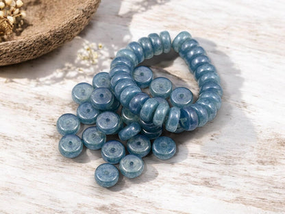 Heishi Beads - Rondelle Beads - Czech Glass Beads - Spacer Beads - Picasso Beads - 8x4mm - 25pcs - (3142)