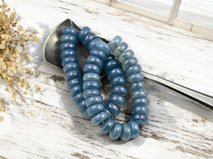 Heishi Beads - Rondelle Beads - Czech Glass Beads - Spacer Beads - Picasso Beads - 8x4mm - 25pcs - (3142)