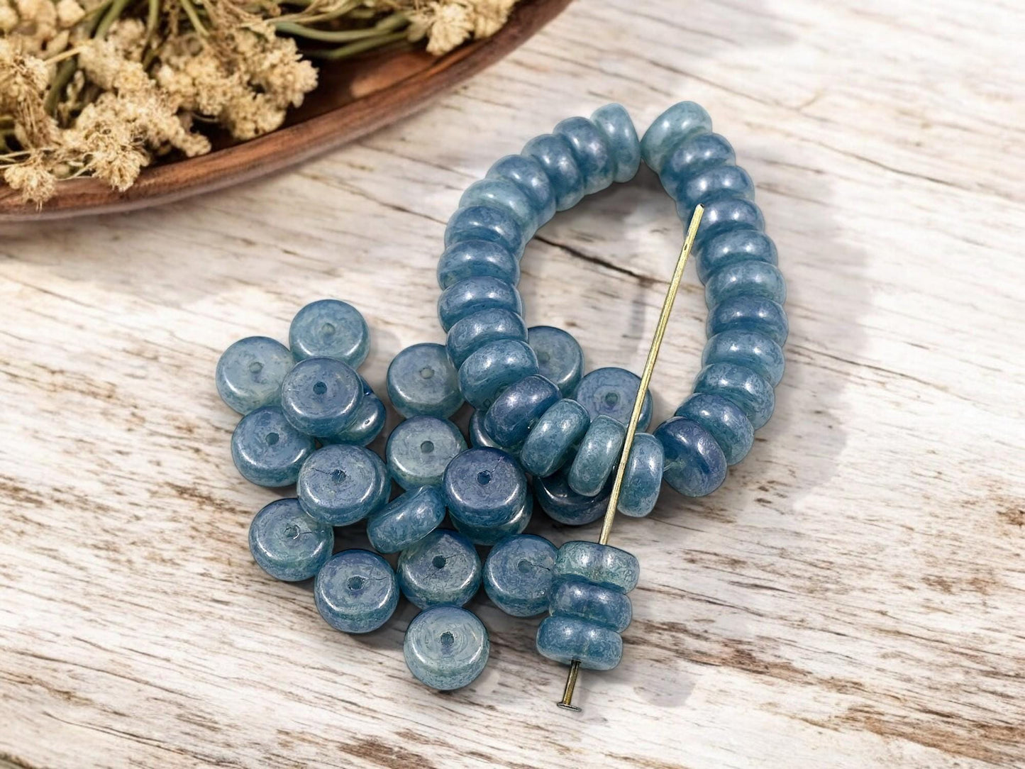 Heishi Beads - Rondelle Beads - Czech Glass Beads - Spacer Beads - Picasso Beads - 8x4mm - 25pcs - (3142)