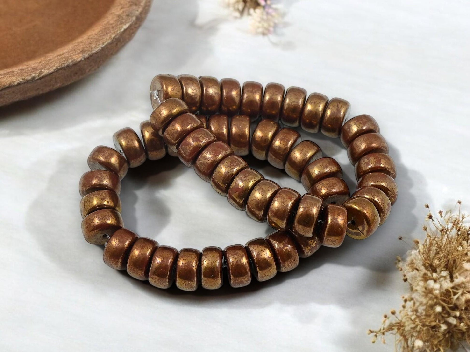 Czech Glass Beads - Heishi Beads - Fall Beads - Spacer Beads - Picasso Beads - Rondelle Beads - 8x4mm - 25pcs - (3346)