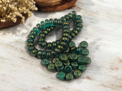 Heishi Beads - Rondelle Beads - Czech Glass Beads - Spacer Beads - Picasso Beads - 8x4mm - 25pcs - (3188)