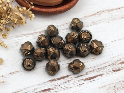 Czech Glass Beads - Bronze Beads - Cathedral Beads - 11x9mm- 15pcs - (629)