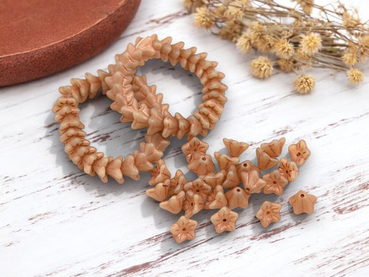 Bell Flower Beads - Czech Glass Beads - Czech Flower Beads - Trumpet Bell Flower - 6x9mm - 25pcs - (1924)