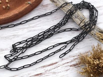 12x4mm Electrophoresis Black 304 Stainless Steel Paperclip Chain (Soldered)