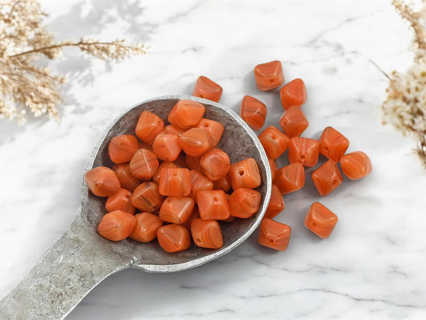 Czech Glass Beads - Orange Beads - Bicone Beads - Halloween Beads - Seasonal Beads - 6mm - 50pcs - (3755)