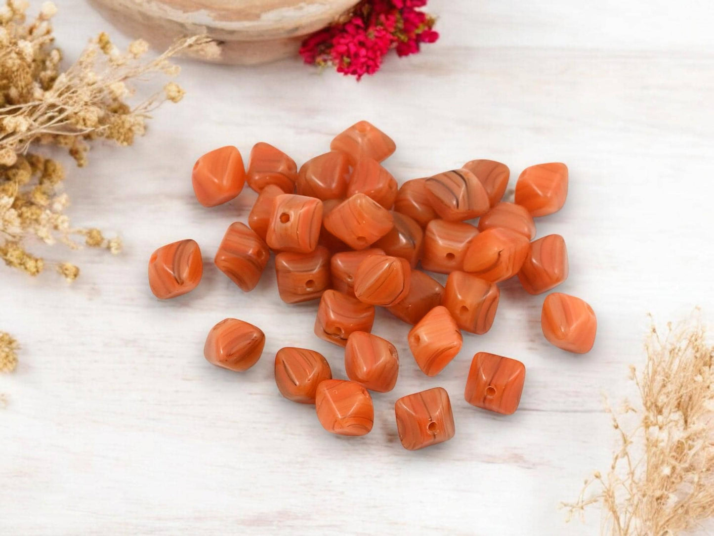 Czech Glass Beads - Orange Beads - Bicone Beads - Halloween Beads - Seasonal Beads - 6mm - 50pcs - (3755)