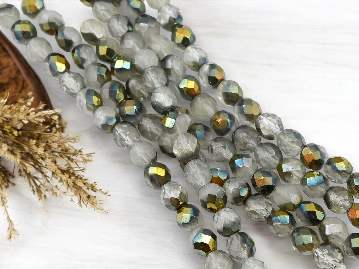 Czech Glass Beads - Round Beads - 8mm Beads - Fire Polish Beads - Bronze Beads - 16pcs (6173)