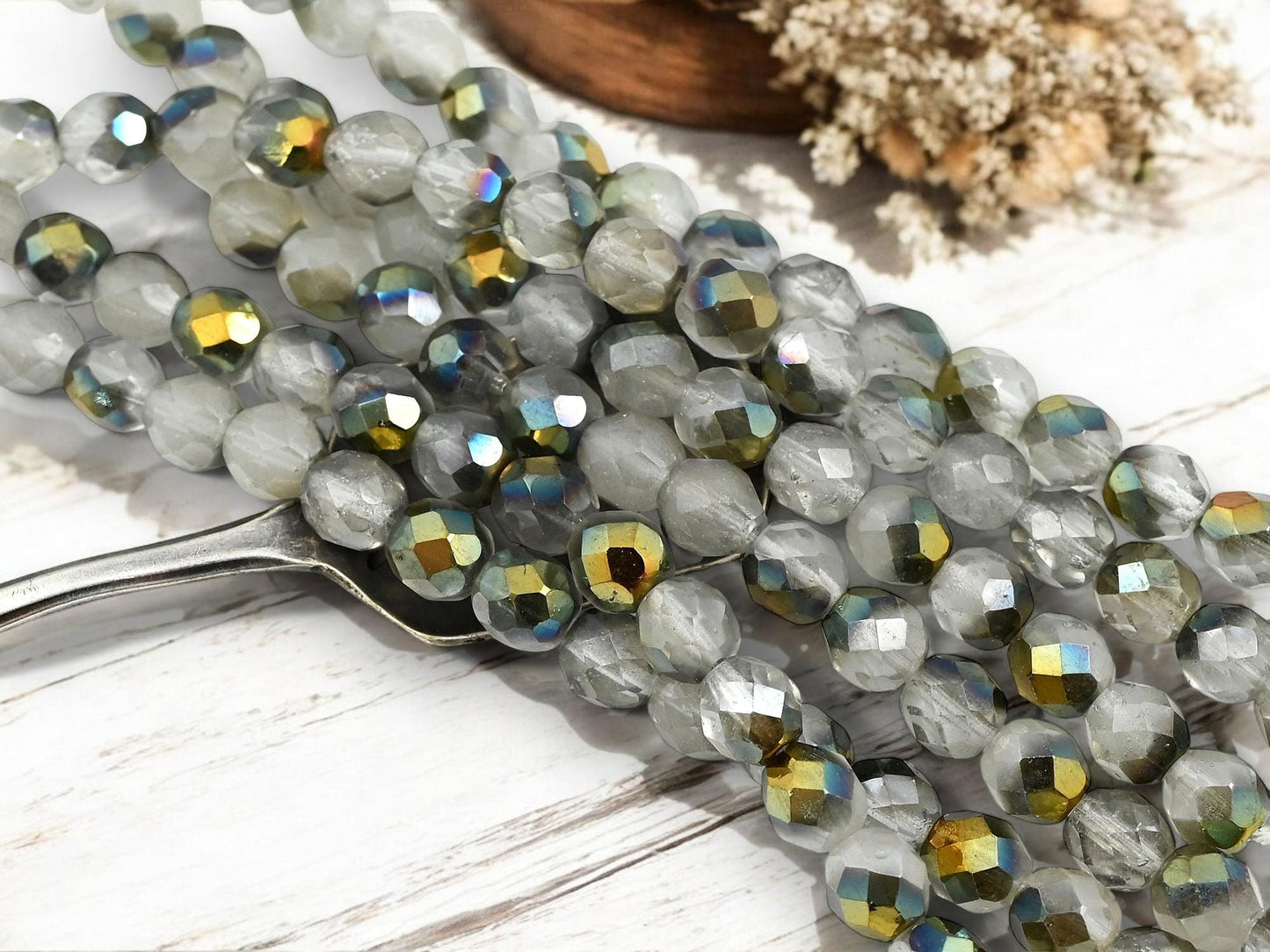 Czech Glass Beads - Round Beads - 8mm Beads - Fire Polish Beads - Bronze Beads - 16pcs (6173)