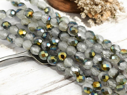 Czech Glass Beads - Round Beads - 8mm Beads - Fire Polish Beads - Bronze Beads - 16pcs (6173)