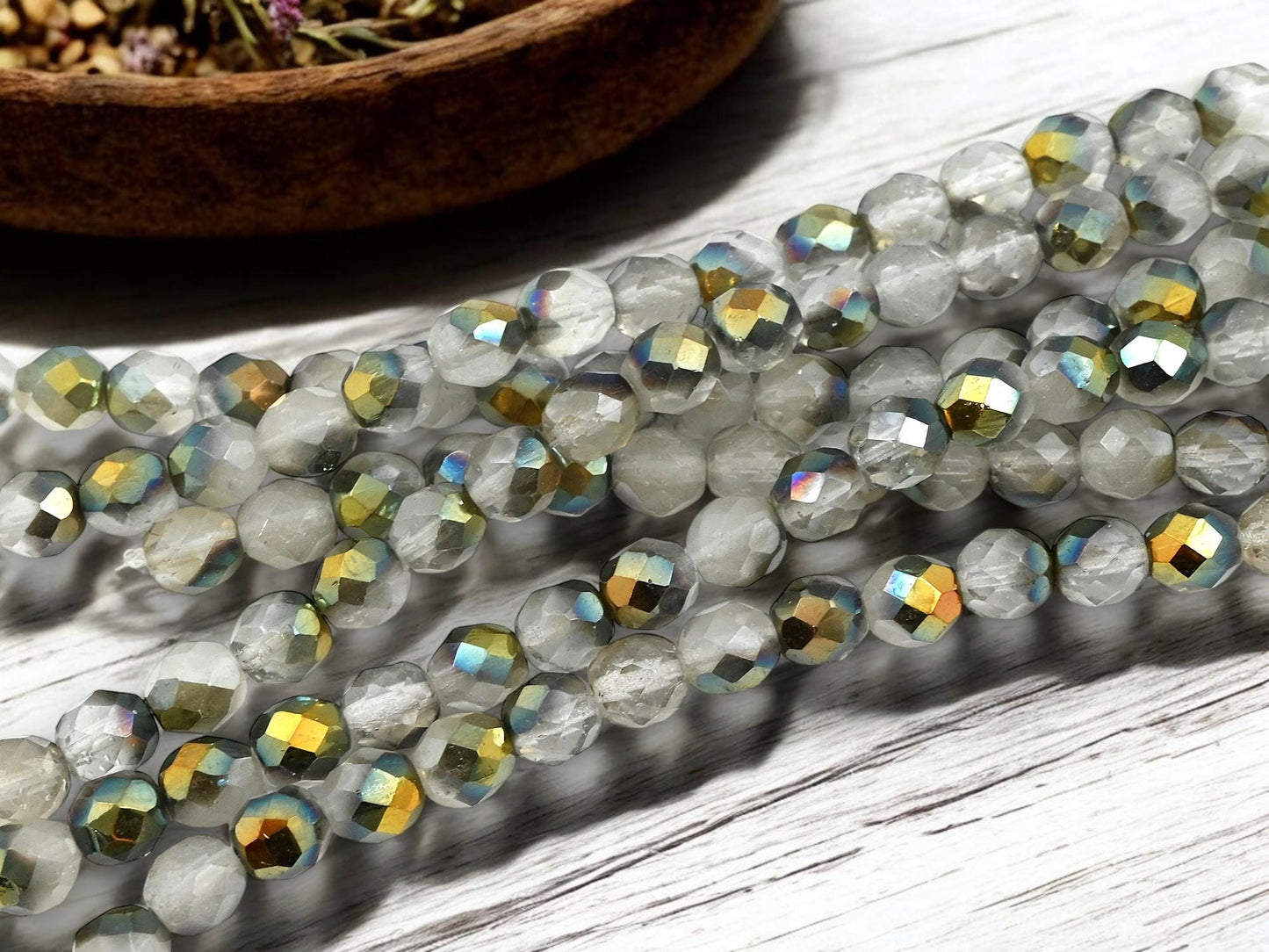 Czech Glass Beads - Round Beads - 8mm Beads - Fire Polish Beads - Bronze Beads - 16pcs (6173)