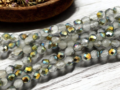 Czech Glass Beads - Round Beads - 8mm Beads - Fire Polish Beads - Bronze Beads - 16pcs (6173)