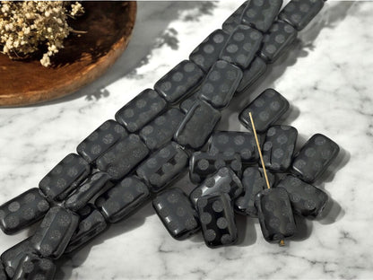 Czech Glass Beads - Black Beads - Seasonal Beads - Picasso Beads - Halloween Beads - 19x12mm - 11pcs - (B141)