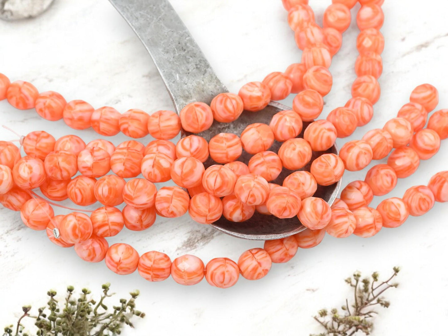 Czech Glass Beads - Halloween Beads - 8mm Beads - Fire Polish Beads - Seasonal Beads - 20pcs (2203)