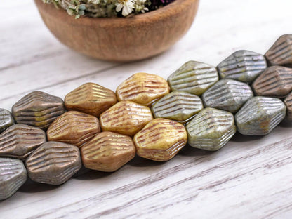 10x15mm Mixed Picasso Grooved Bicone Beads -- Choose Your Color