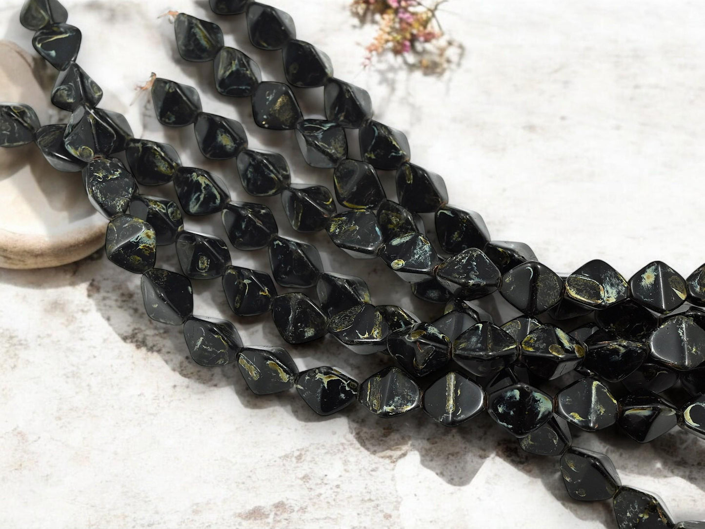 Pinch Beads - Picasso Beads - Czech Glass Beads - Large Czech Beads - Vintage Czech Glass - 11x10mm - 17pcs - (5776)