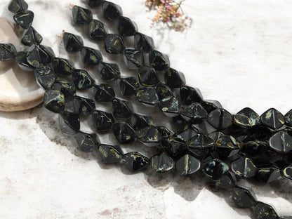 Pinch Beads - Picasso Beads - Czech Glass Beads - Large Czech Beads - Vintage Czech Glass - 11x10mm - 17pcs - (5776)