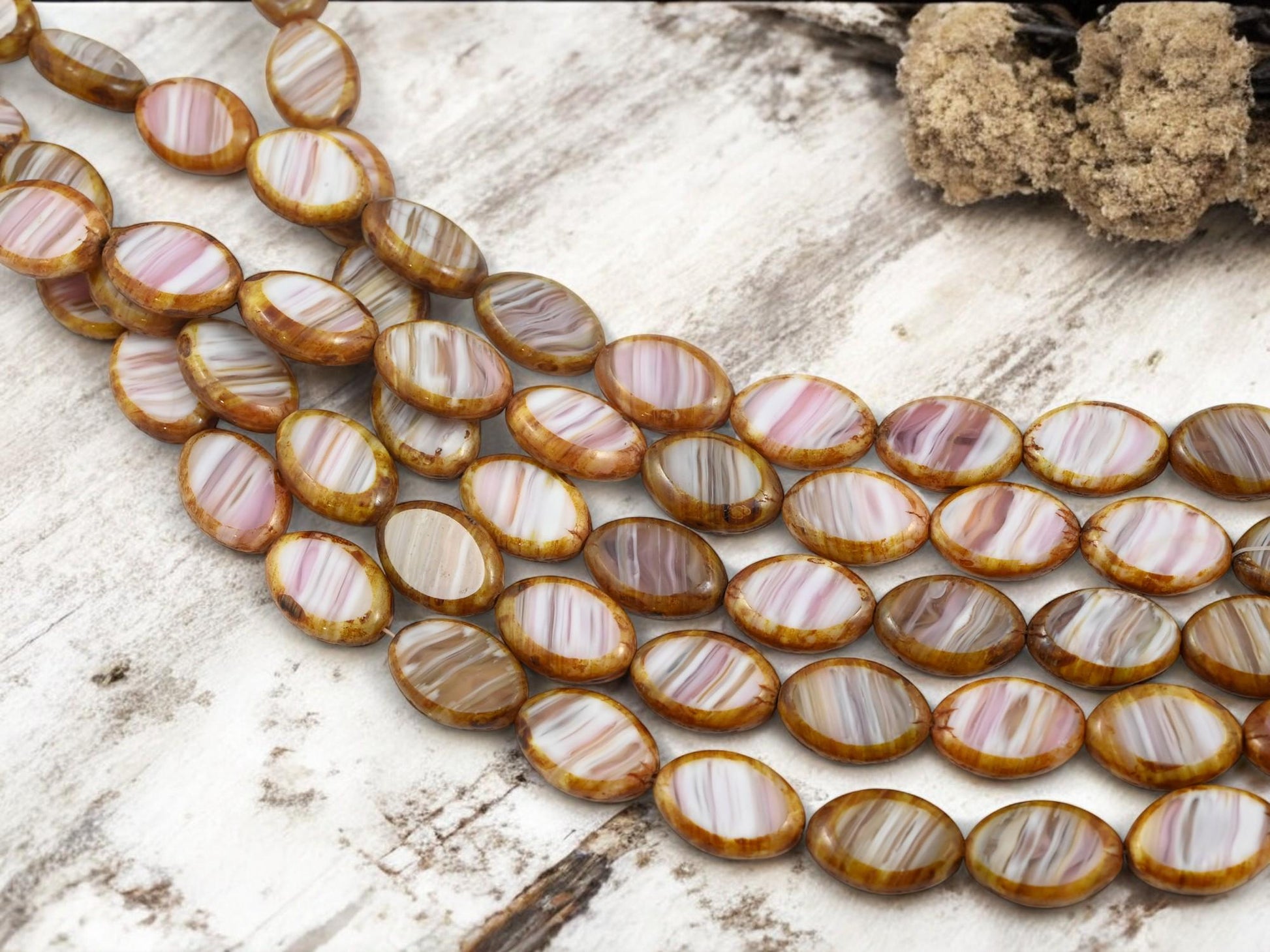 Picasso Beads - Czech Glass Beads - Old Stock Beads - Oval Beads - 17x12mm - 12pcs - (3083)