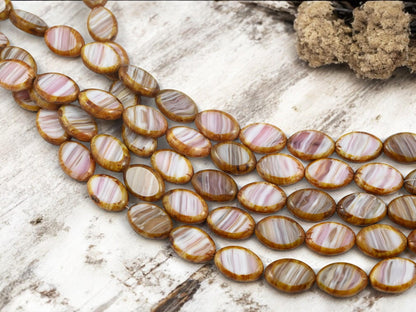 Picasso Beads - Czech Glass Beads - Old Stock Beads - Oval Beads - 17x12mm - 12pcs - (3083)