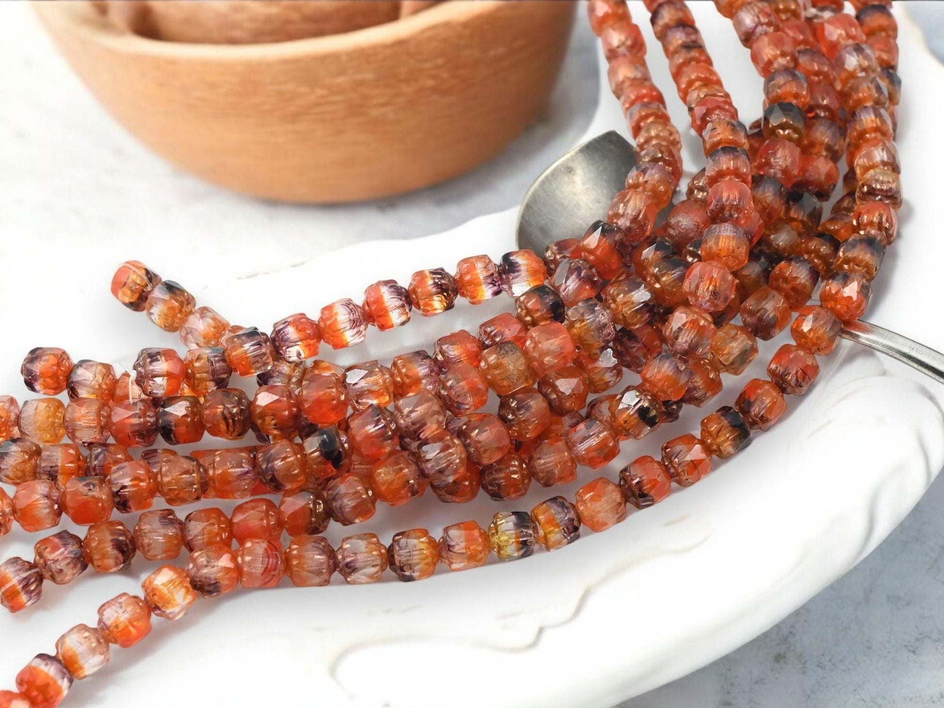 Czech Glass Beads - Picasso Beads - Cathedral Beads - 6mm Beads - Fire Polish Beads - 31pcs - 6mm - (B30)