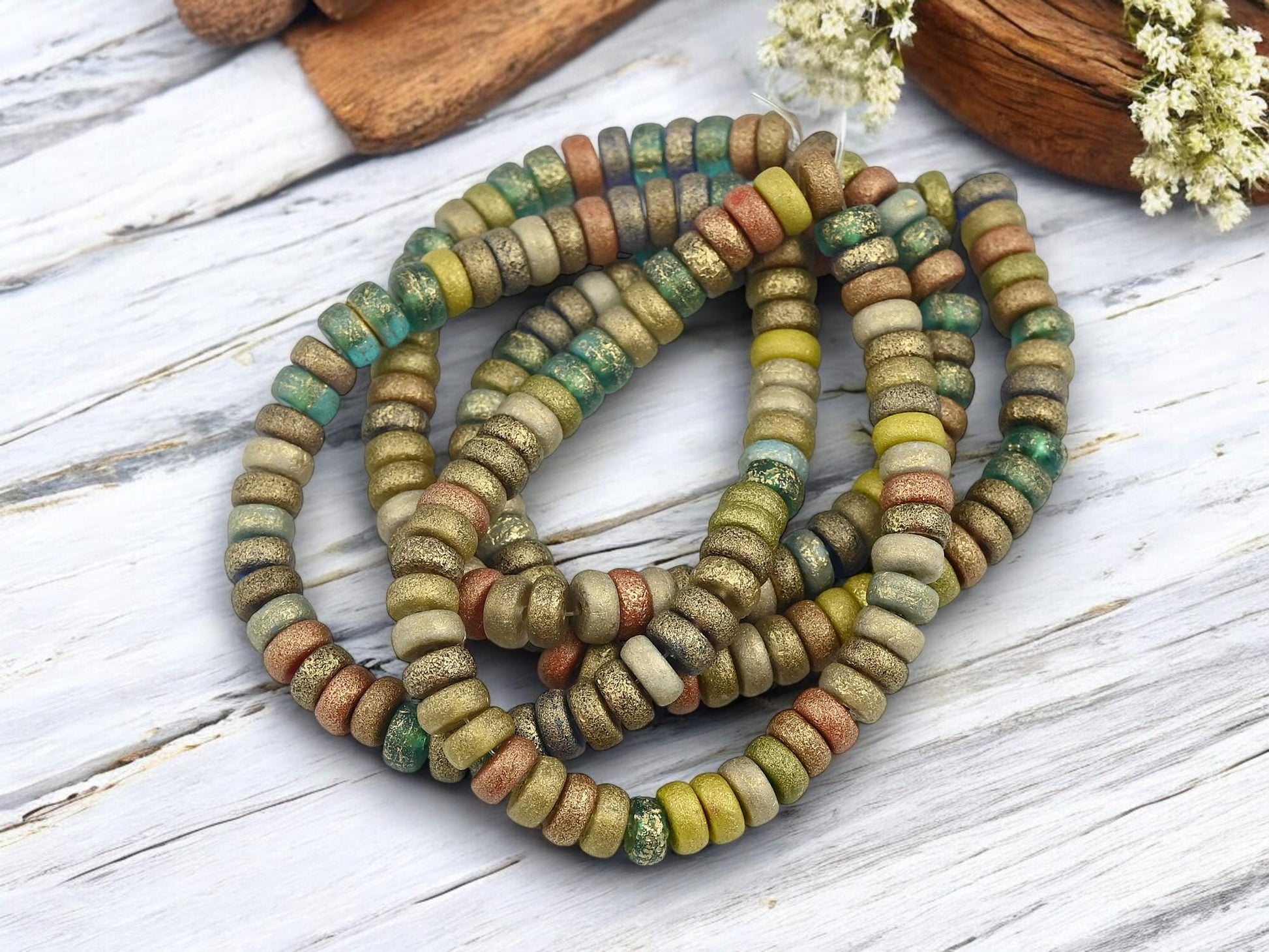 Heishi Beads - Czech Glass Beads - Spacer Beads - Picasso Beads - Rondelle Beads - 6x3mm - 50pcs - (B213)