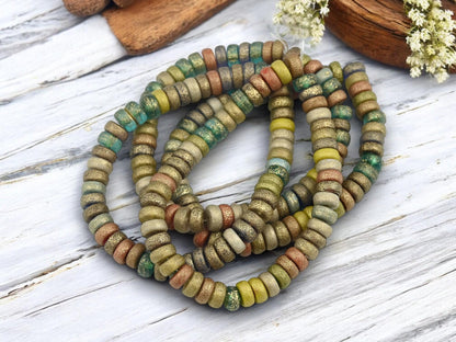 Heishi Beads - Czech Glass Beads - Spacer Beads - Picasso Beads - Rondelle Beads - 6x3mm - 50pcs - (B213)