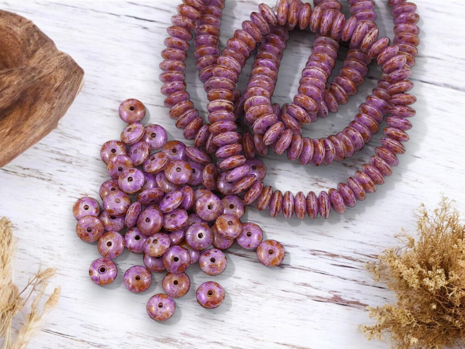 Picasso Beads - Czech Glass Beads - Rondelle Spacer - Rondelle Beads - 6x2mm - 50pcs - (4482)