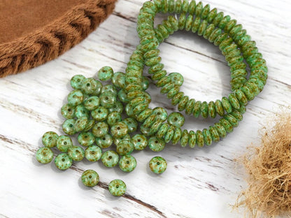 Picasso Beads - Disc Spacer - Czech Glass Beads - Rondelle Spacer - Rondelle Beads - 6x2mm - 50pcs - (1880)