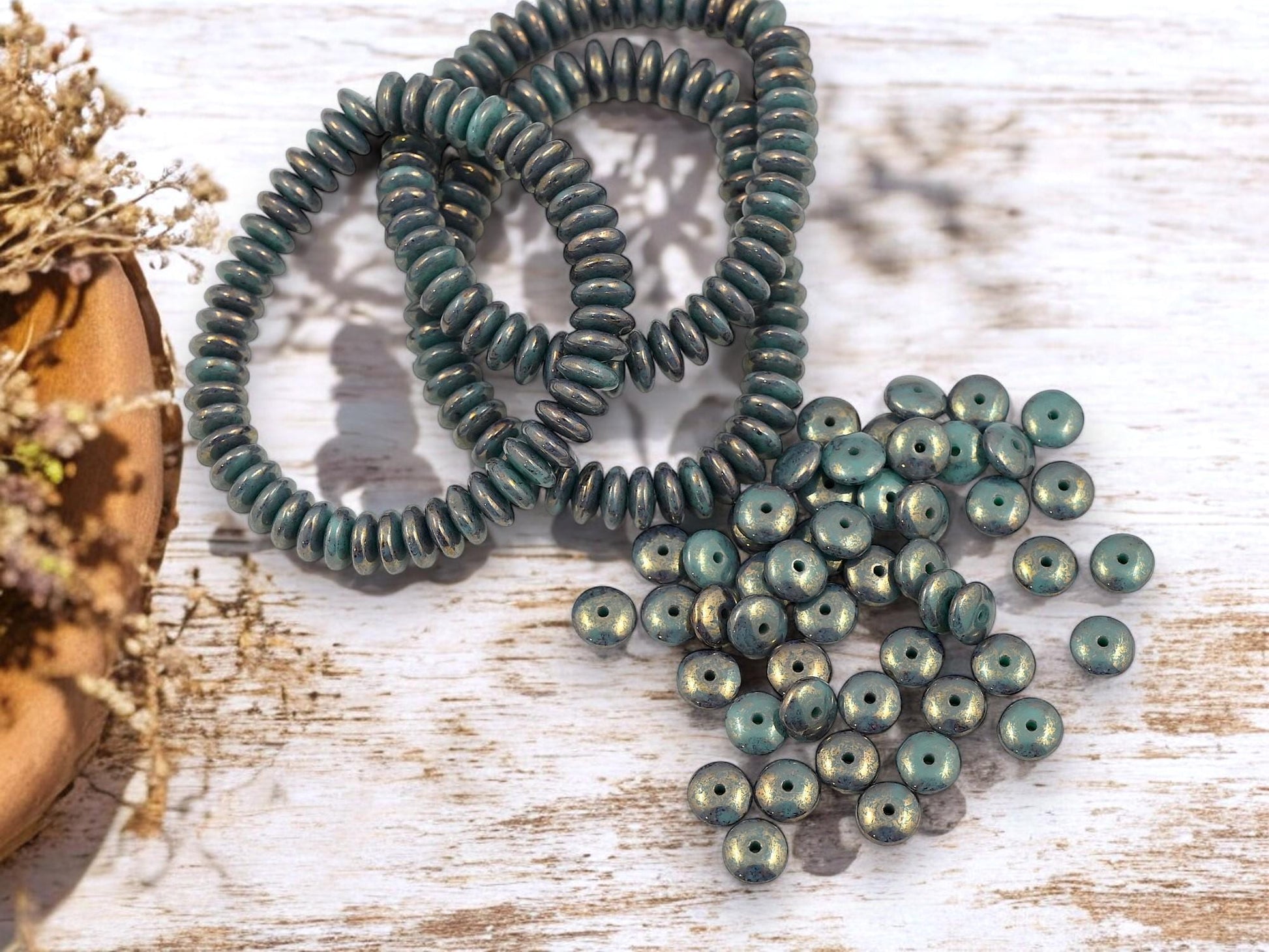 Disc Spacer - Czech Glass Beads - Picasso Beads - Rondelle Spacer - Rondelle Beads - 6x2mm - 50pcs - (1363)