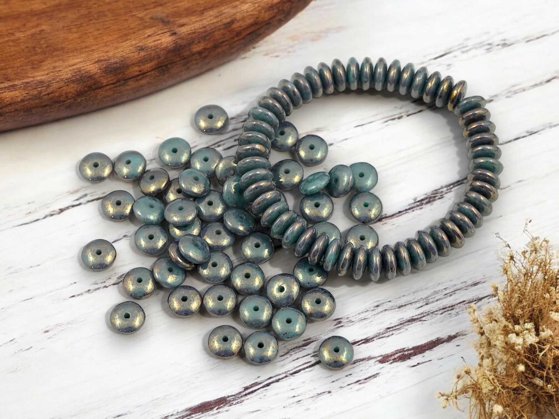 Disc Spacer - Czech Glass Beads - Picasso Beads - Rondelle Spacer - Rondelle Beads - 6x2mm - 50pcs - (1363)