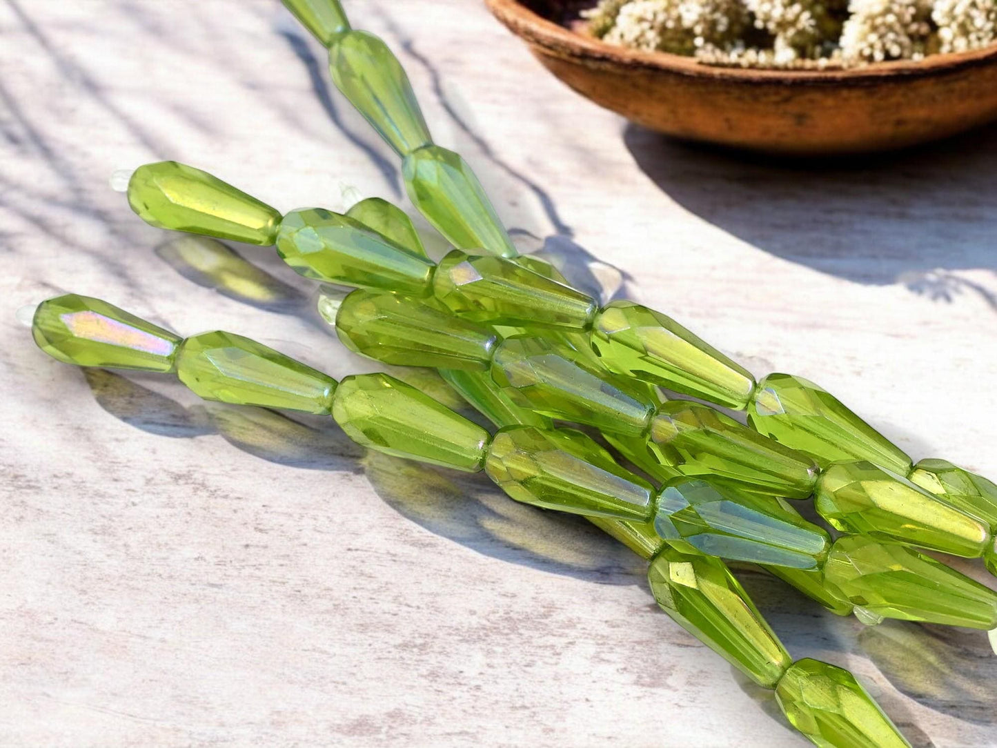 Czech Glass Beads - Tear Drop Beads - Fire Polished Beads - 6pcs - 20x8mm - (1449)