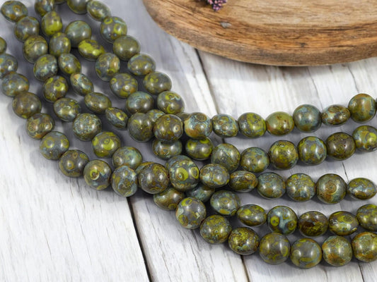 Picasso Beads - Czech Glass Beads - Lentil Beads - Vintage Czech Beads - 11mm - 19pcs - (430)