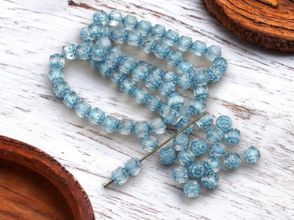 *20* 6mm Turquoise Washed Matte Crystal Cathedral Beads