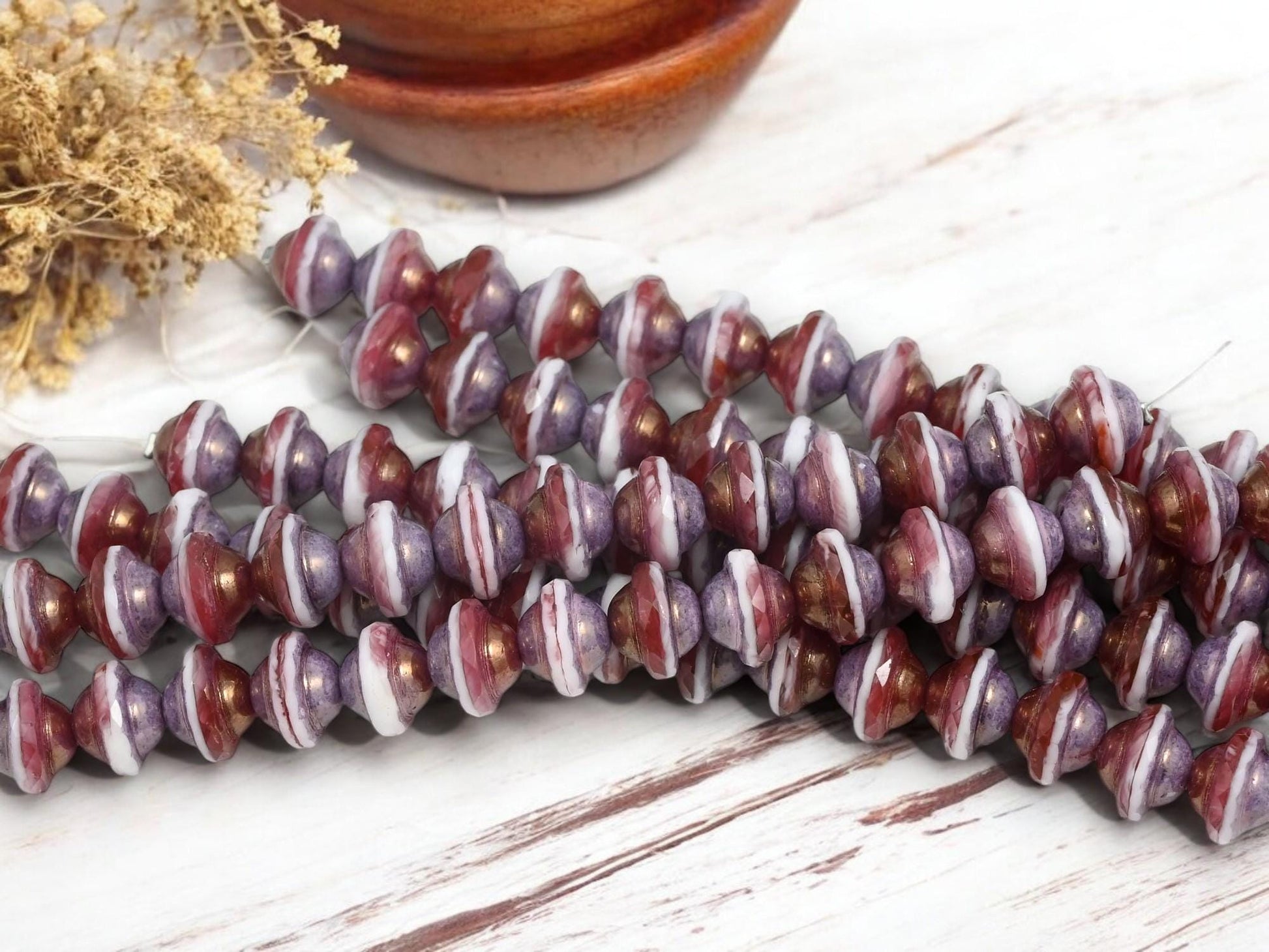 Czech Glass Beads - Saturn Beads - Saucer Beads - Picasso Beads - 15pcs - 10x8mm - (B610)