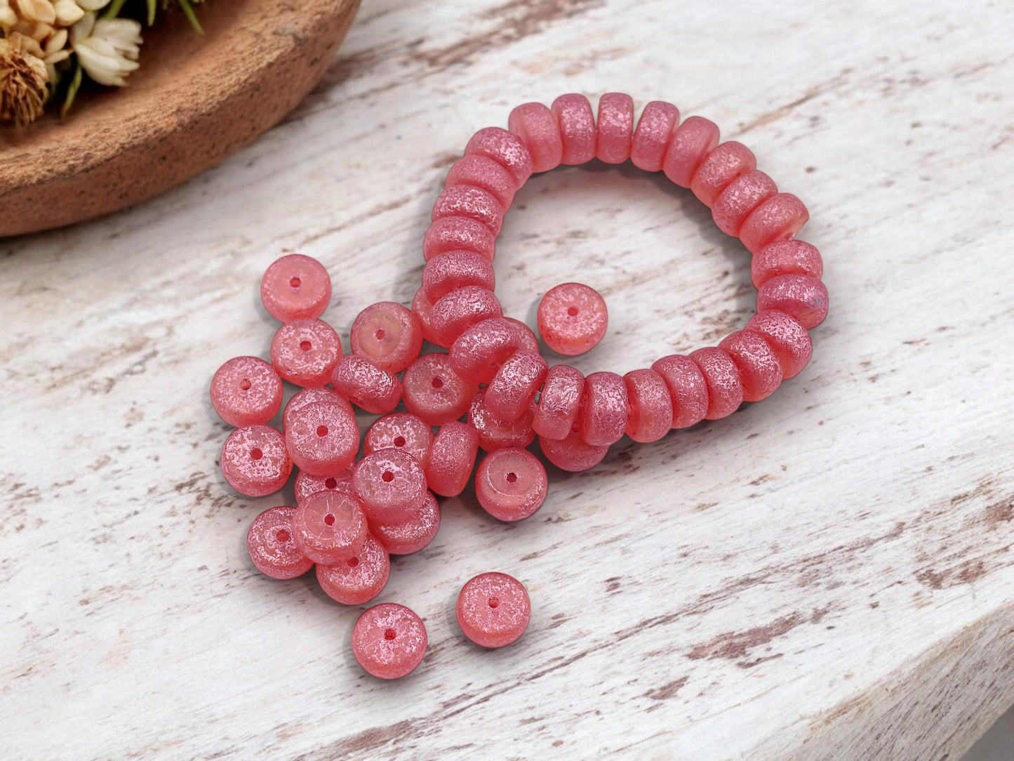 Czech Glass Beads - Heishi Beads - Spacer Beads - Picasso Beads - Rondelle Beads - 8x4mm - 25pcs - (5053)