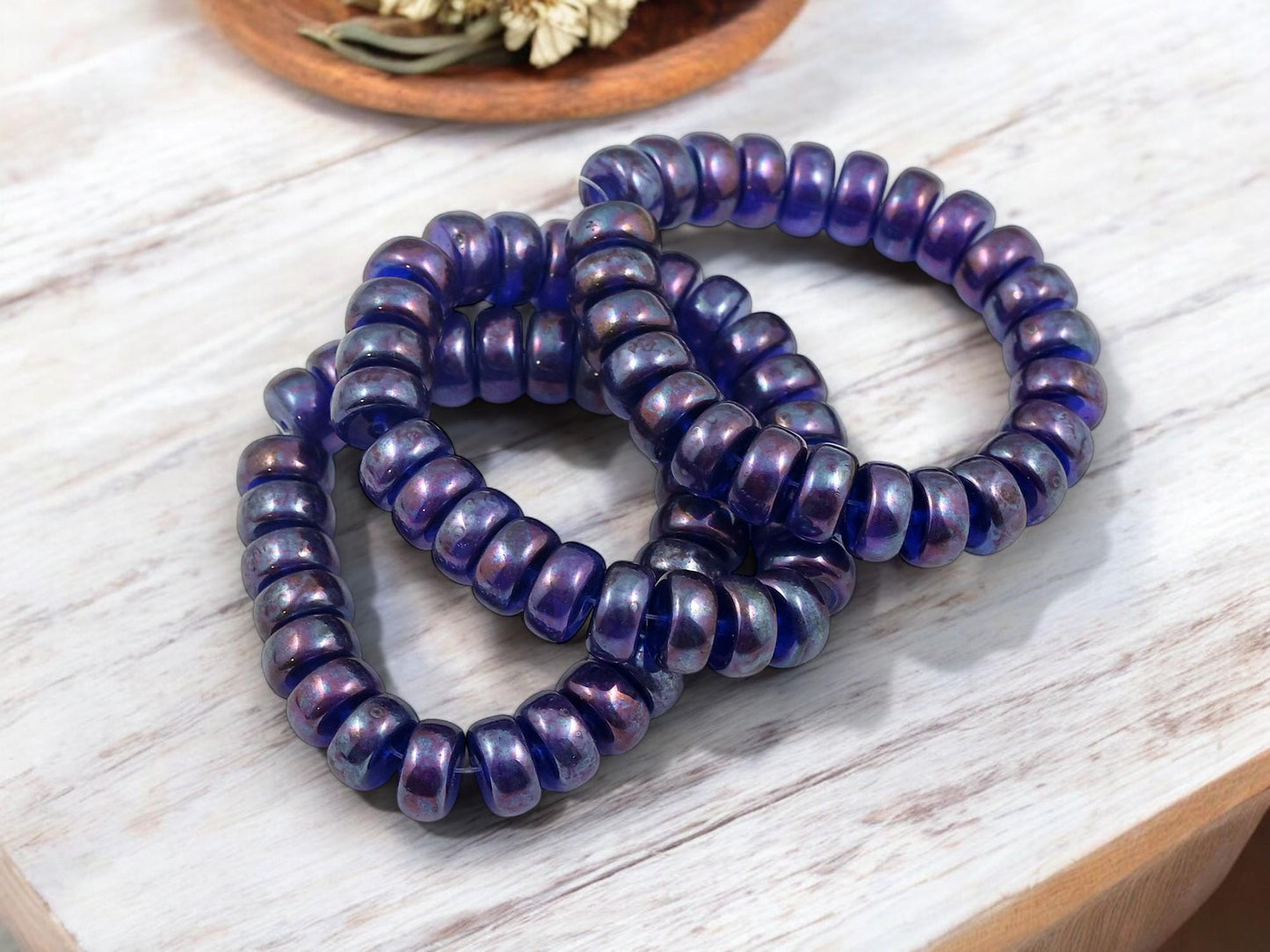 Czech Glass Beads - Heishi Beads - Spacer Beads - Picasso Beads - Rondelle Beads - 8x4mm - 25pcs - (4418)