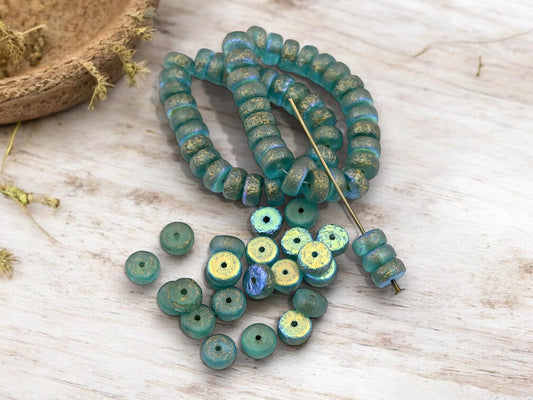 Heishi Beads - Czech Glass Beads - Spacer Beads - Picasso Beads - Rondelle Beads - 8x4mm - 25pcs - (4158)