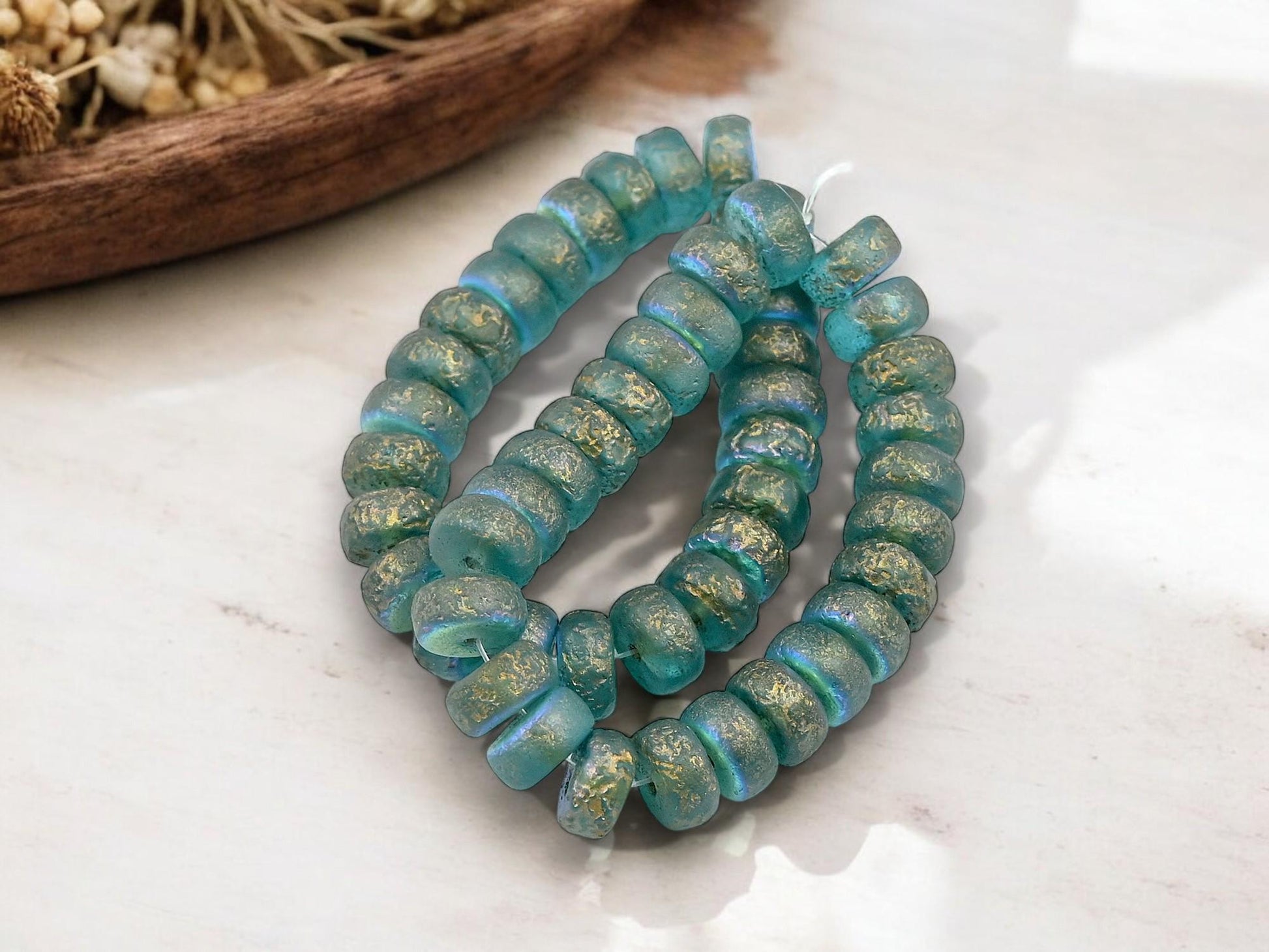 Heishi Beads - Czech Glass Beads - Spacer Beads - Picasso Beads - Rondelle Beads - 8x4mm - 25pcs - (4158)