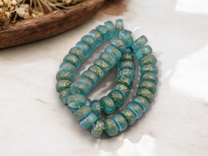 Heishi Beads - Czech Glass Beads - Spacer Beads - Picasso Beads - Rondelle Beads - 8x4mm - 25pcs - (4158)