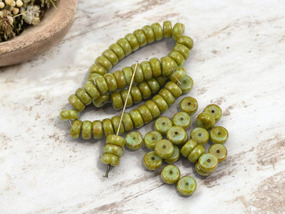 Picasso Beads - Heishi Beads - Czech Glass Beads - Spacer Beads - Rondelle Beads - 8x4mm - 25pcs - (A15)