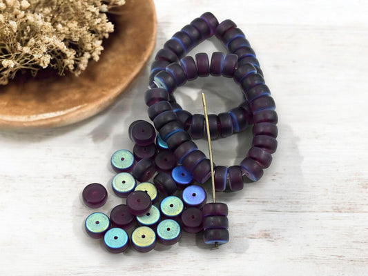 Heishi Beads - Czech Glass Beads - Spacer Beads - Rondelle Beads - 8x4mm - 25pcs - (A29)